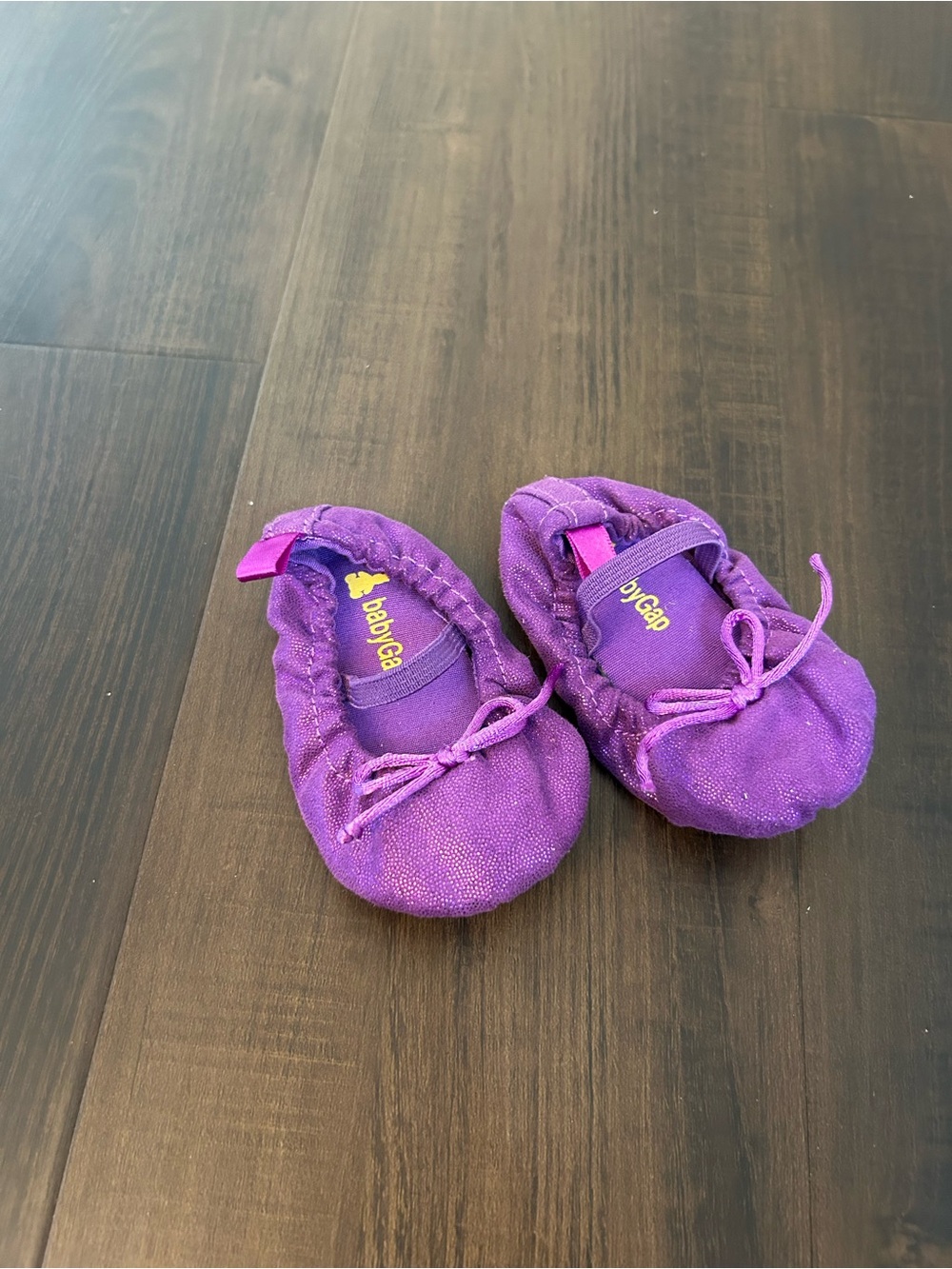 GAP Purple Baby Ballet Booties with Bow Tie Detail